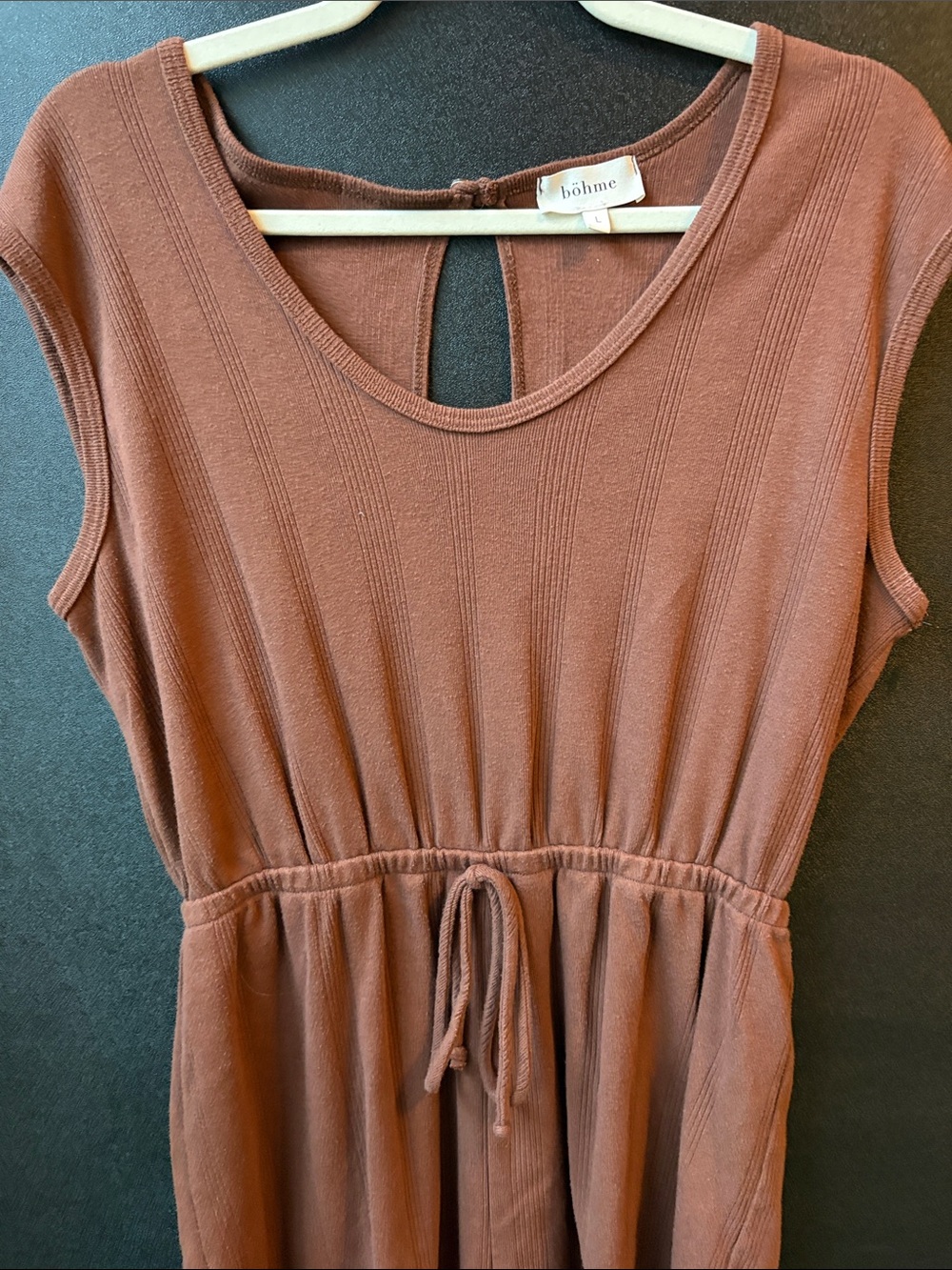 bohme Rust Brown Ribbed Drawstring Romper - Picture 2 of 4